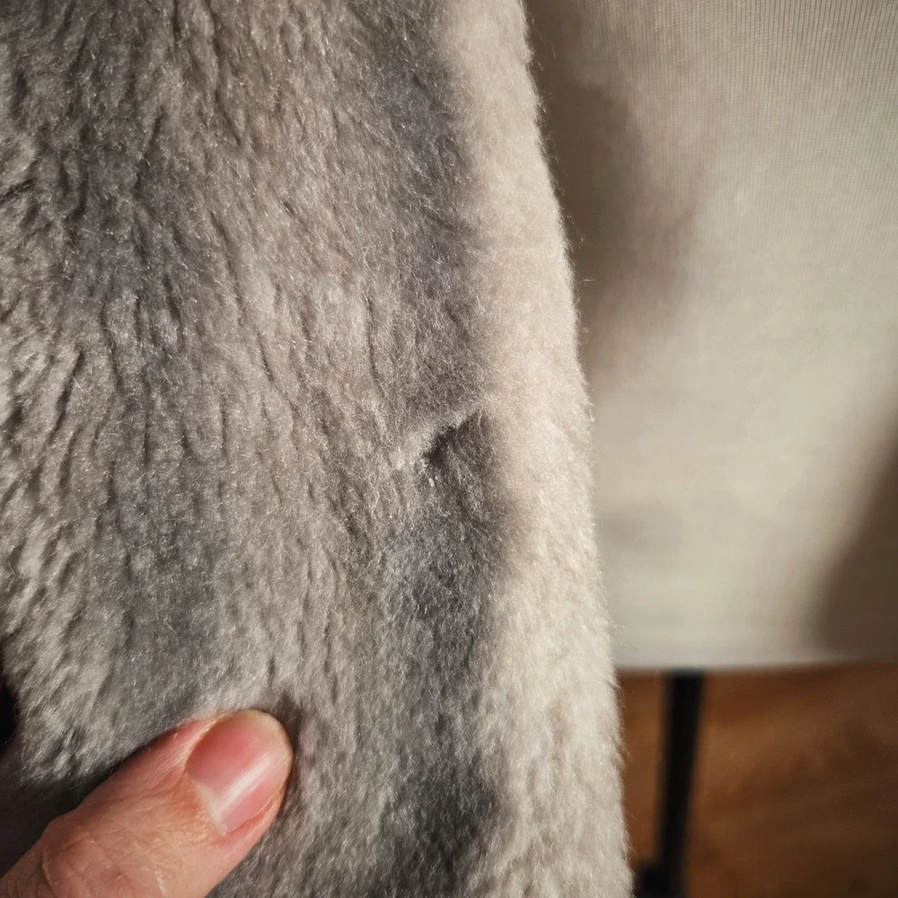 Vintage 50s Luxury Faux Fur Shawl Wrap Silver Grey Striped Evening Elegant